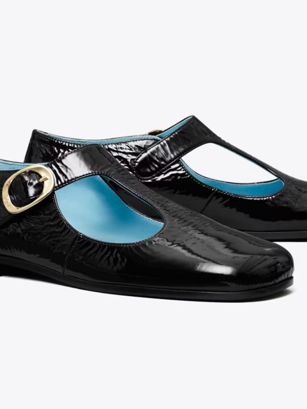 TORY BURCH “Violet” women’s 7 Classic Patent t-strap Mary Jane Flats in Black